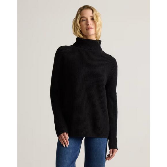 Quince Cashmere Fisherman Turtleneck Sweater Navy Size S NWT - Picture 1 of 7